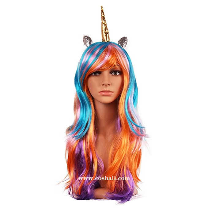 Rainbow Unicorn Adult Wig Costume