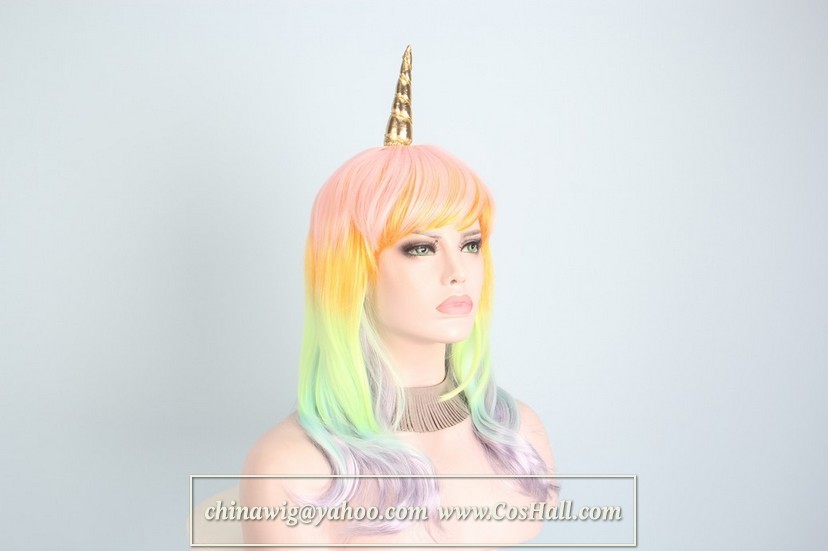 unicorn wig,cosplay wigs,synthetic wigs